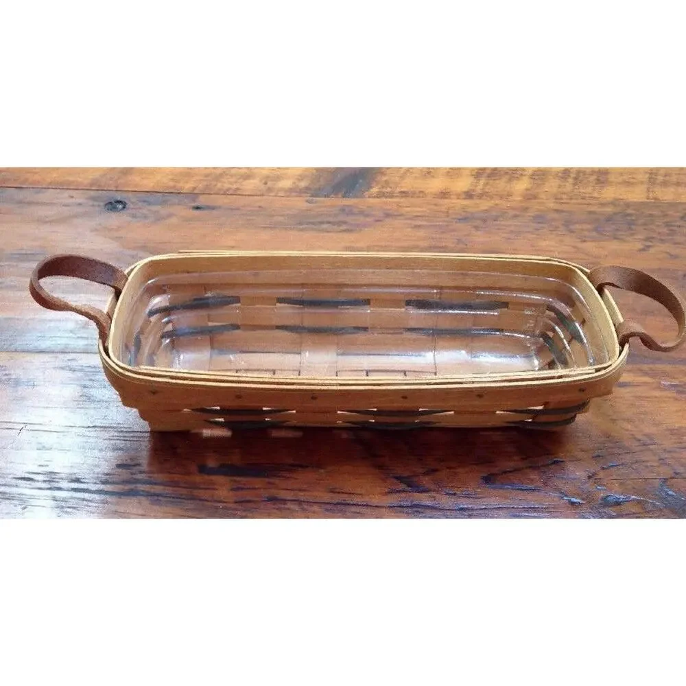 Vintage Longaberger Dresden Ohio Handwoven Plant Basket Plastic Protector 11.5
